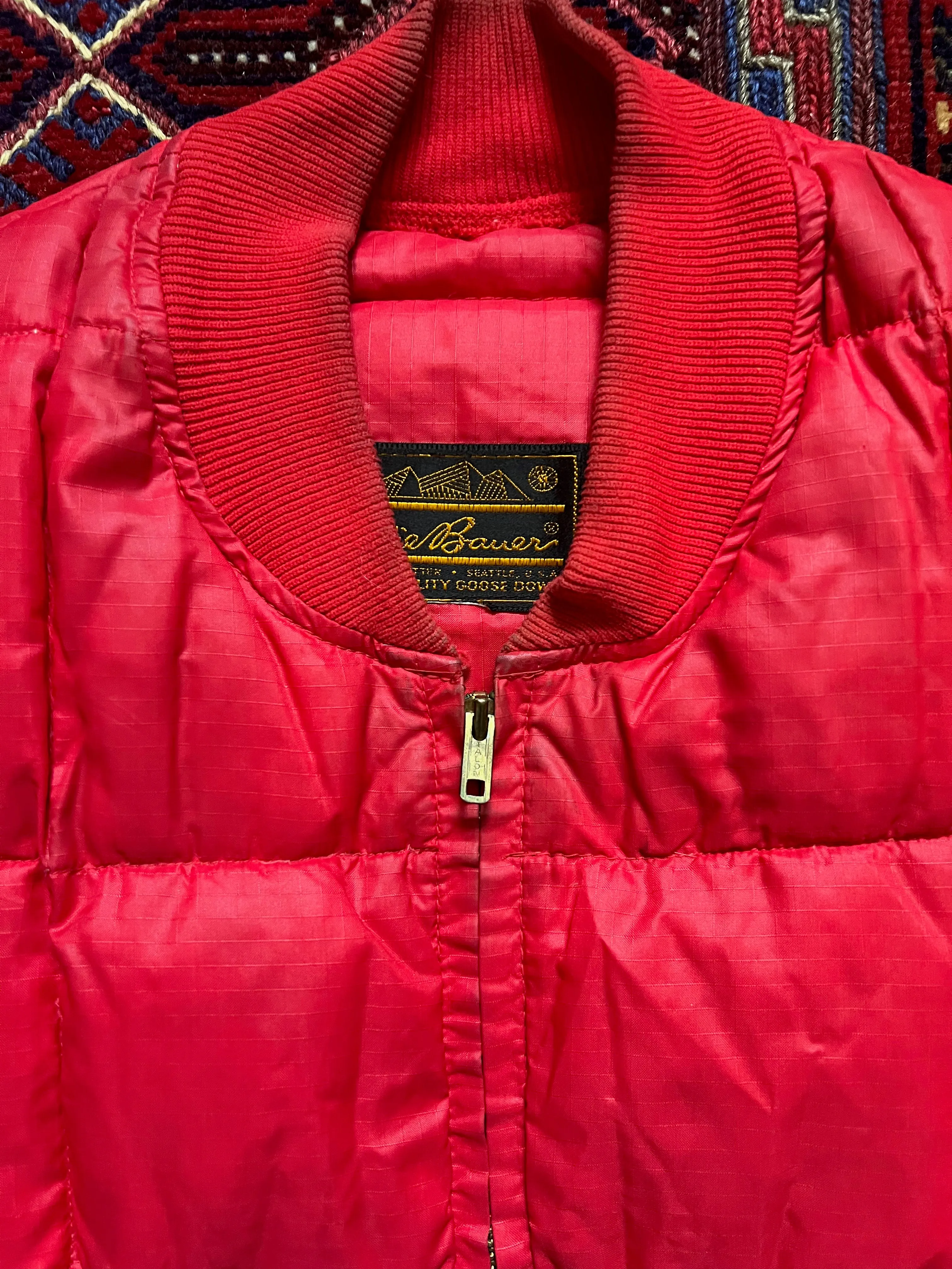 1970s Eddie Bauer Quilted Down Red Vest