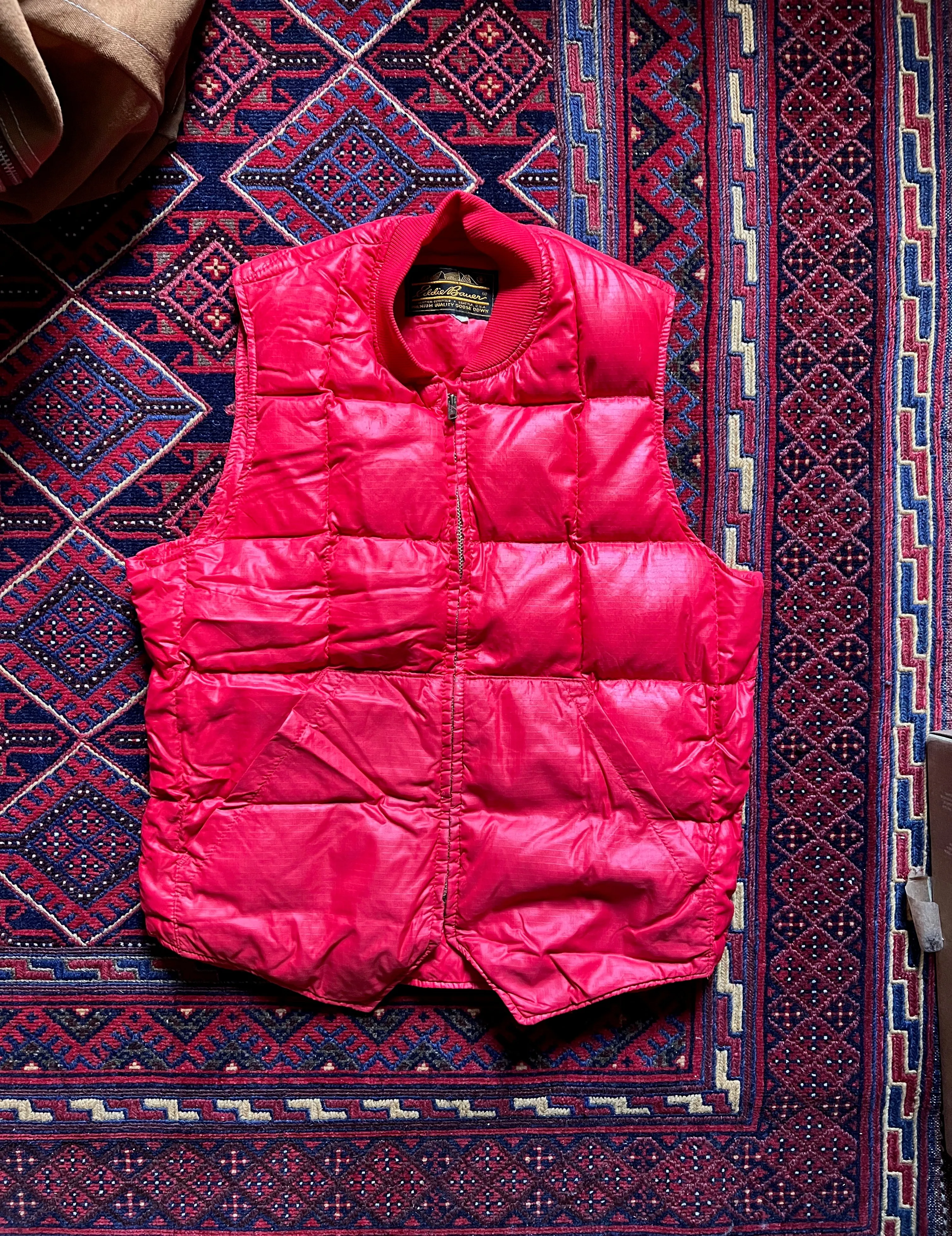 1970s Eddie Bauer Quilted Down Red Vest