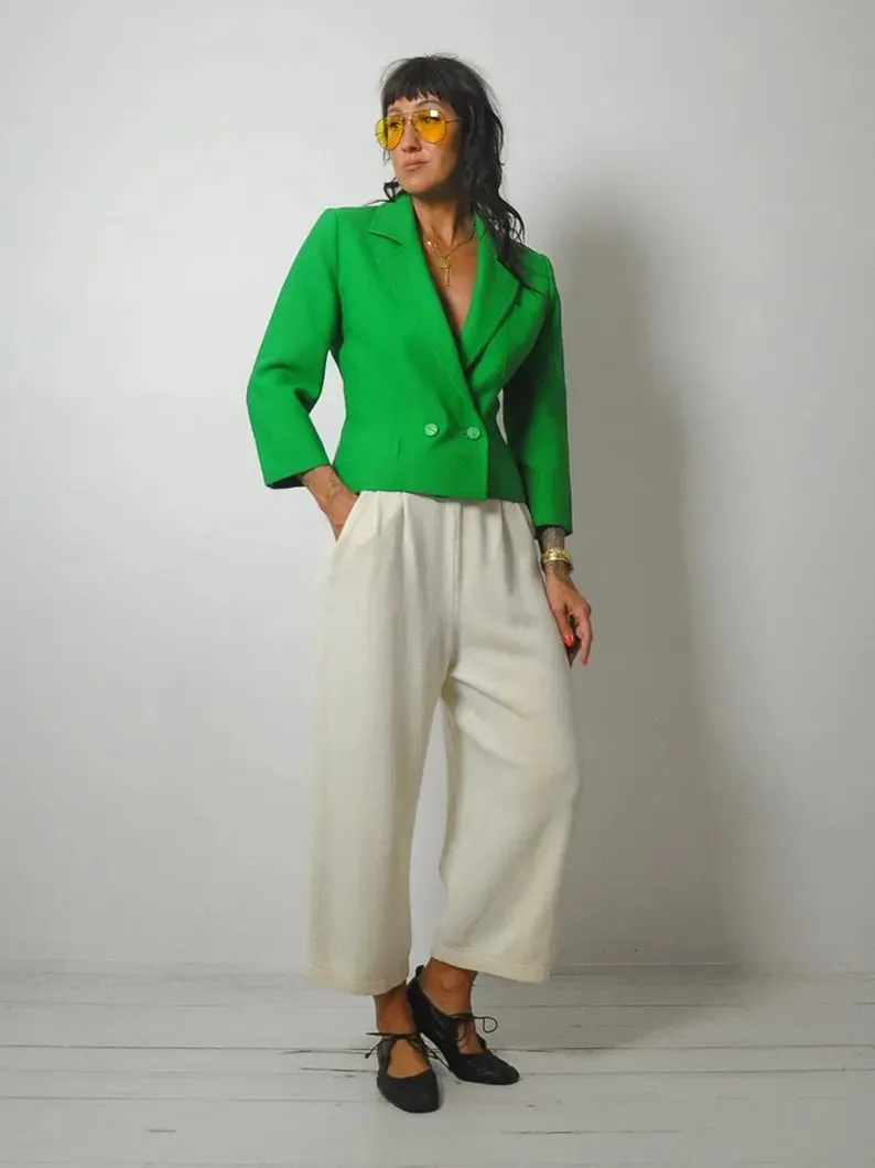 1970's French Kelly Green Cropped Blazer