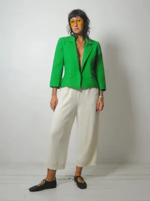 1970's French Kelly Green Cropped Blazer