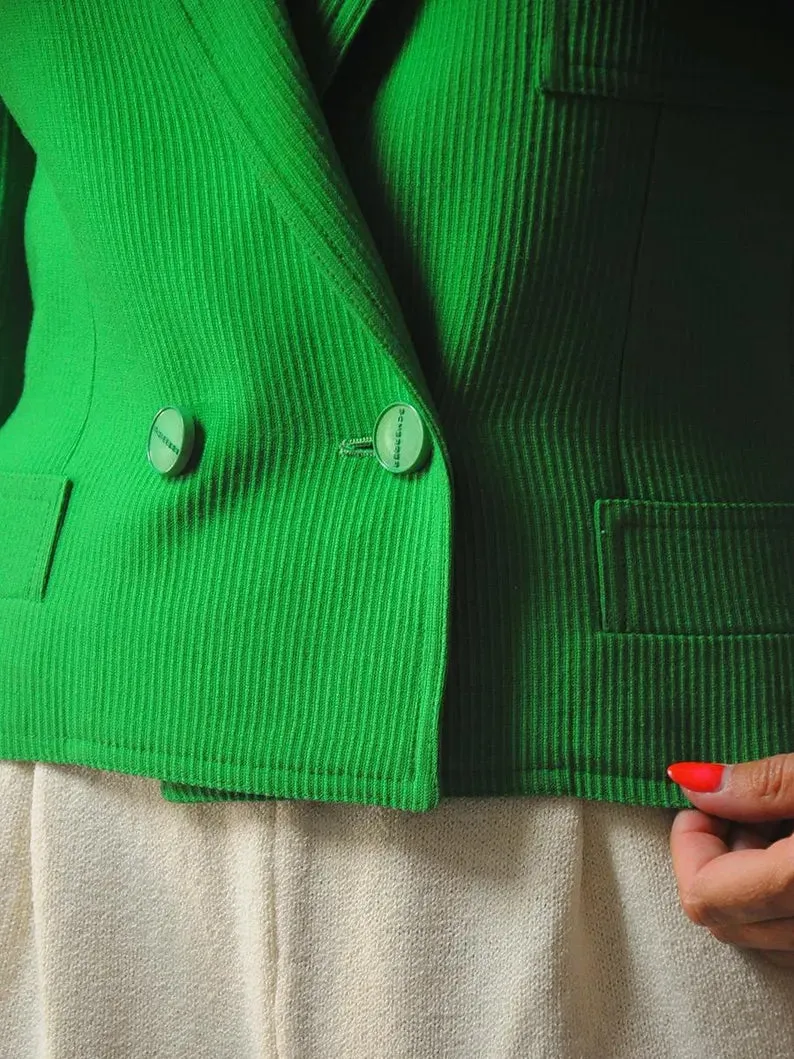 1970's French Kelly Green Cropped Blazer