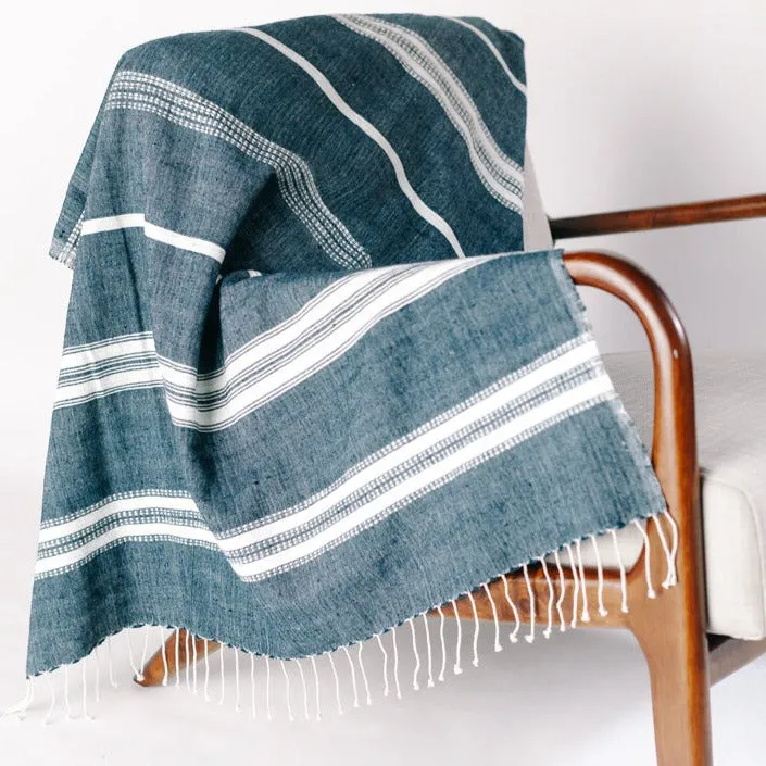 Aden Throw in Navy And Natural