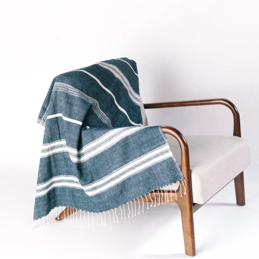 Aden Throw in Navy And Natural