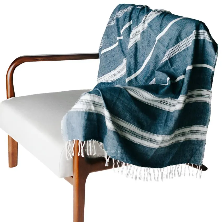 Aden Throw in Navy And Natural