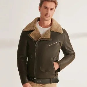 Army Green B3 Airforce Shearling Aviator Jacket