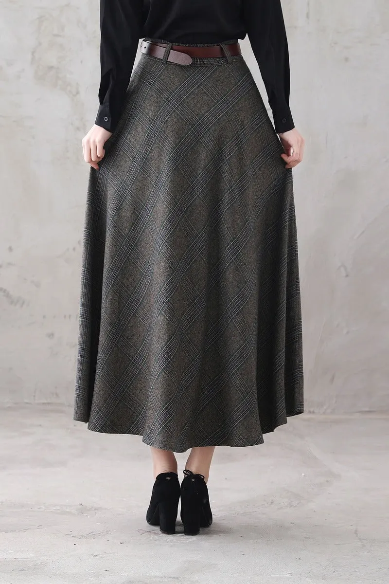 Autumn Women A Line Wool Skirt 3291#