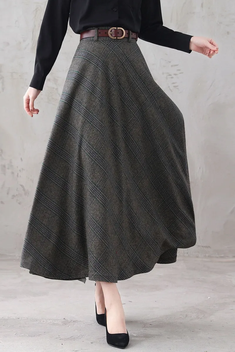 Autumn Women A Line Wool Skirt 3291#