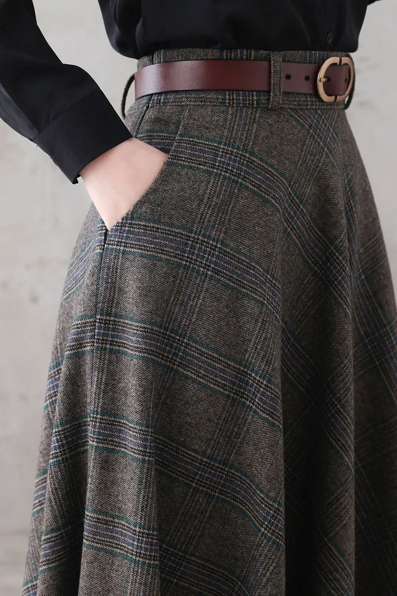 Autumn Women A Line Wool Skirt 3291#