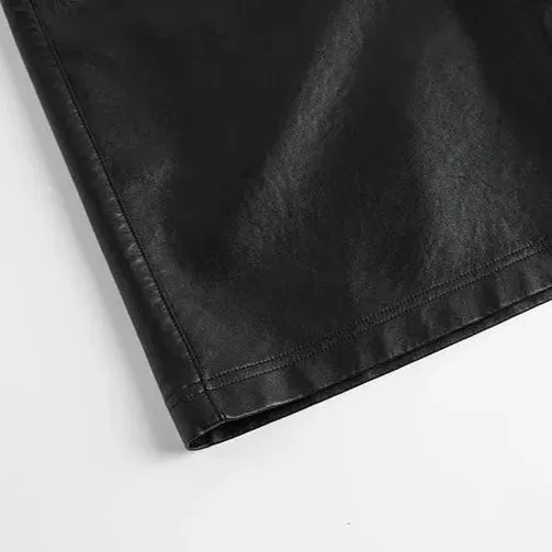 Basic Faux Leather Half Pants