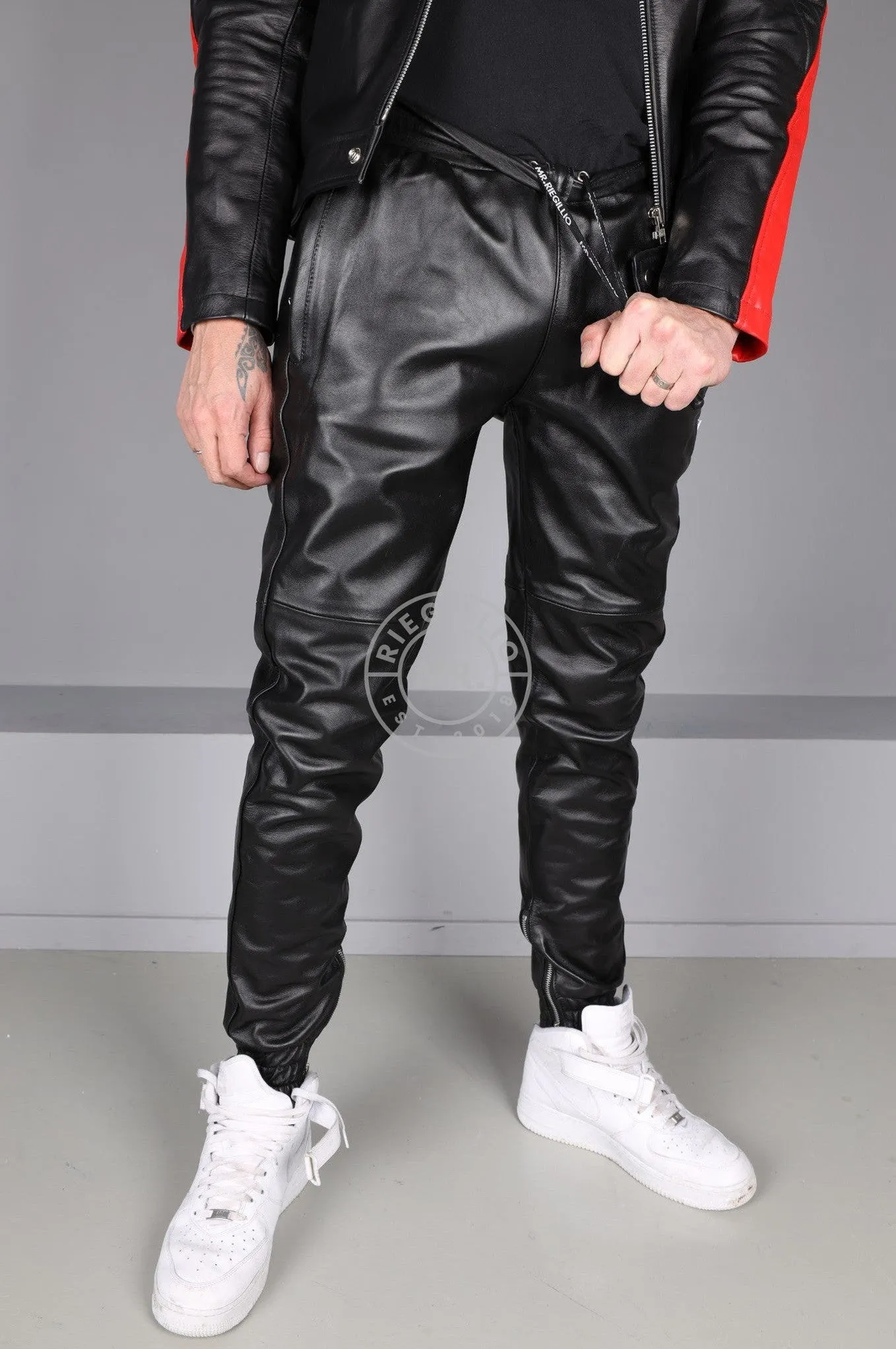 Black Leather Tracksuit Pants