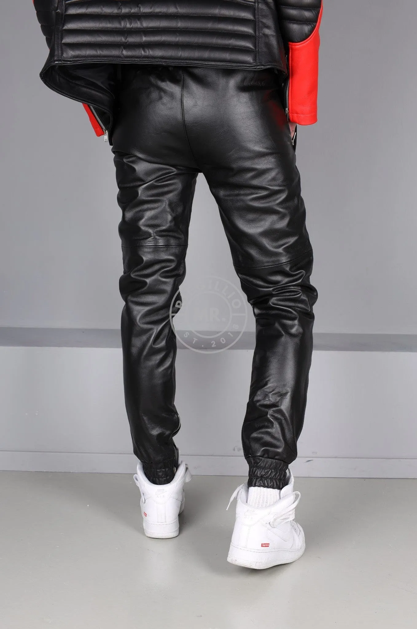 Black Leather Tracksuit Pants