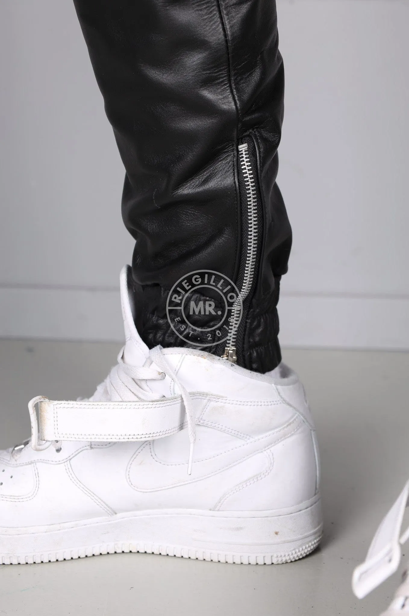 Black Leather Tracksuit Pants