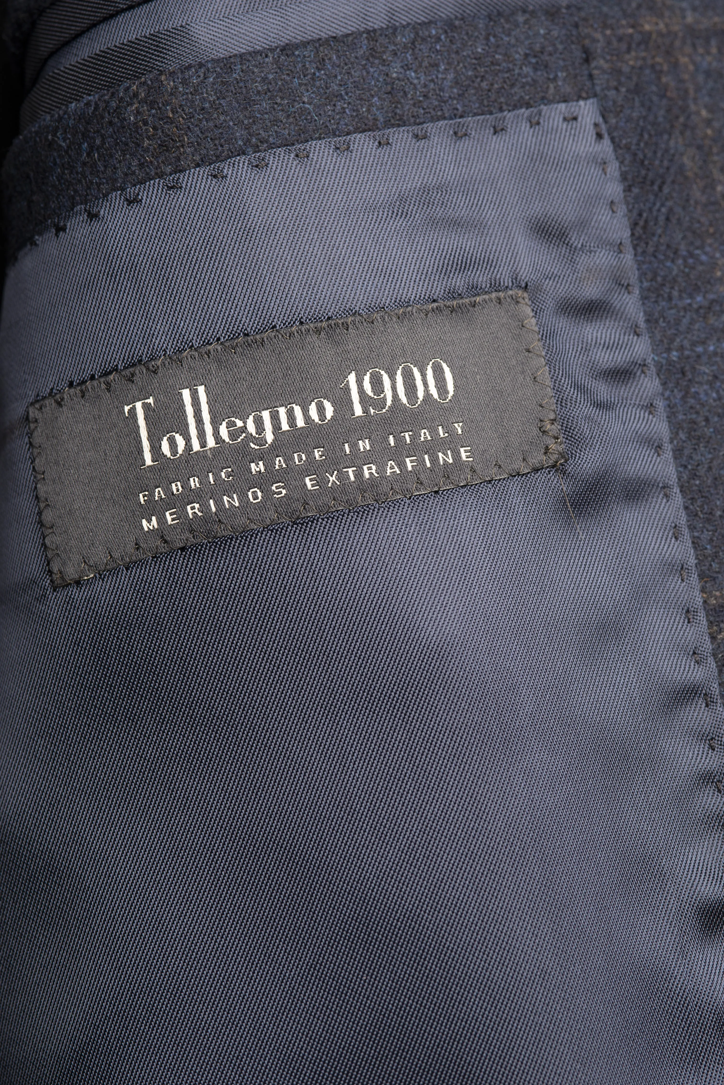 Blue/Grey Windowpane Wool Blazer by Tollegno