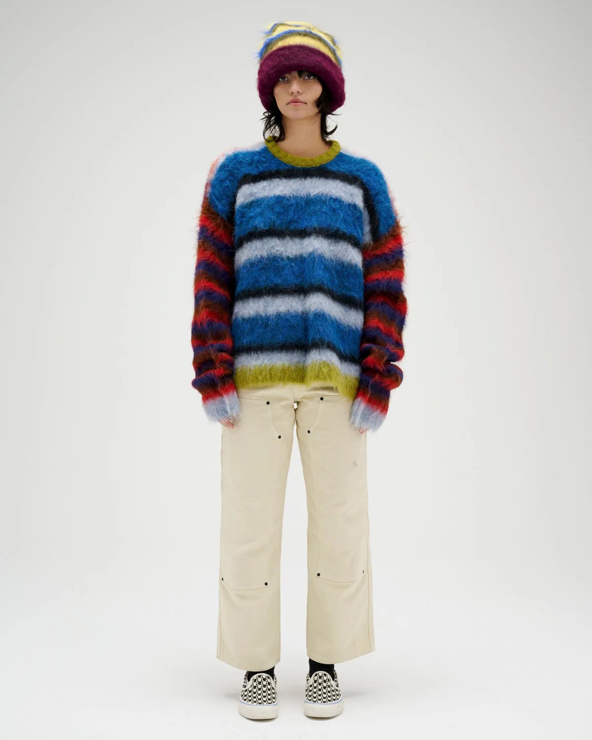 Blurry Lines Alpaca Crewneck Sweater - Multi