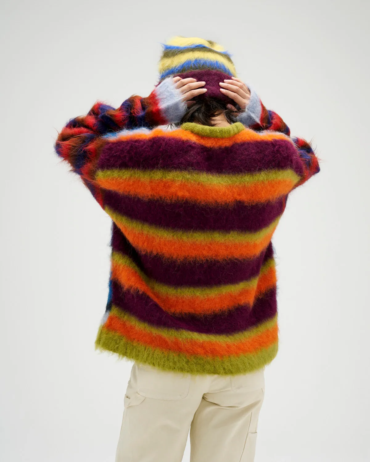 Blurry Lines Alpaca Crewneck Sweater - Multi