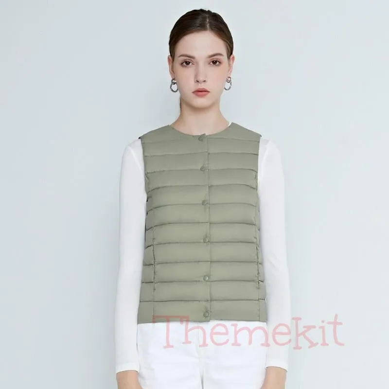 Casual Pure Colour Short Light Down Vest