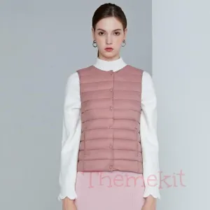 Casual Pure Colour Short Light Down Vest