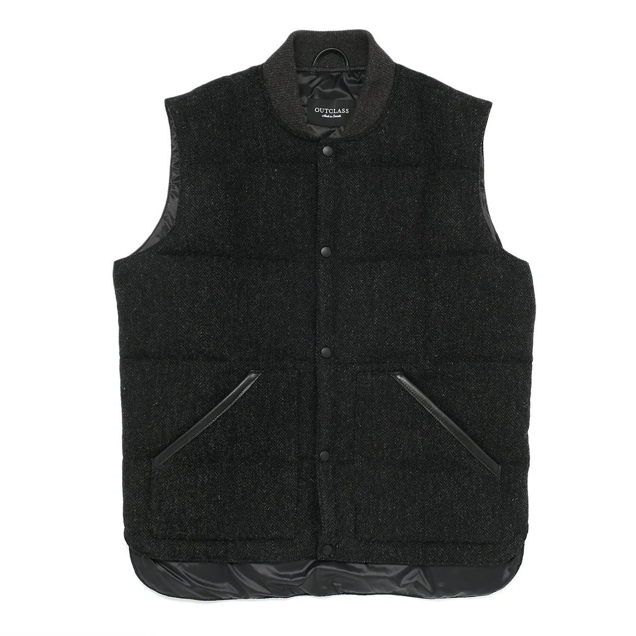 Charcoal Herringbone Down Vest