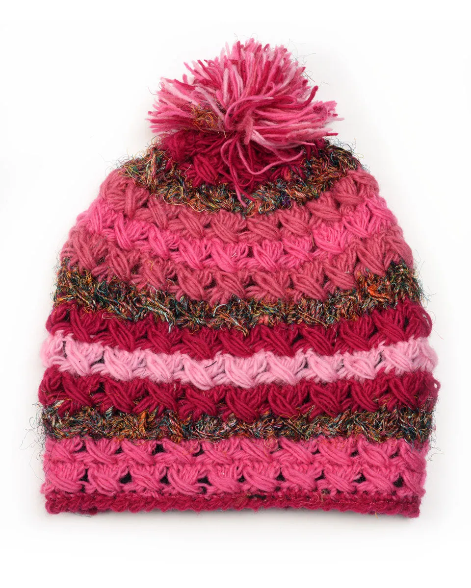 Crochet Beanie with Silk