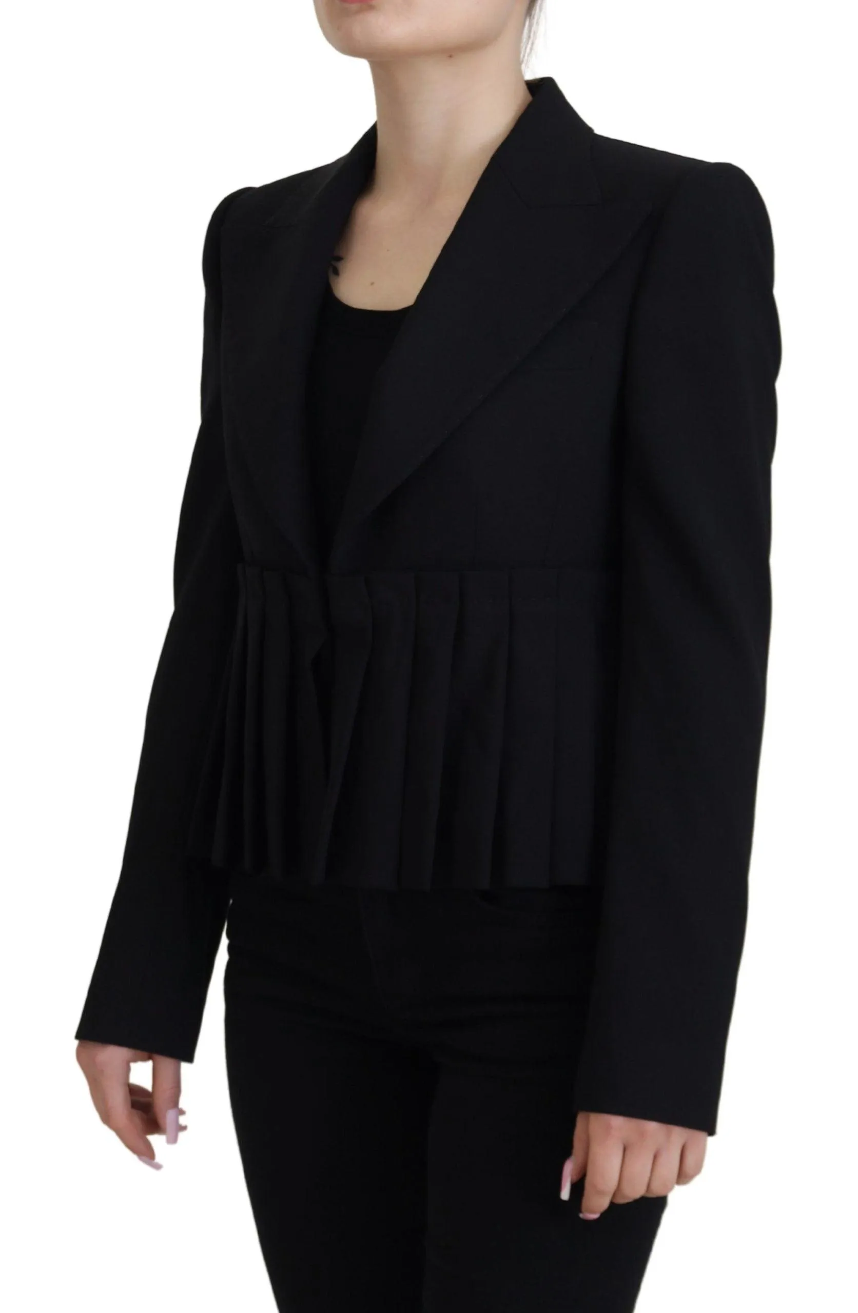 Dolce & Gabbana Black Single Breasted Fit Blazer Wool Jacket