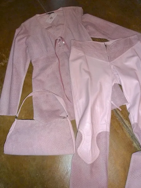 Dusty Pink Leather and Suede Outfit