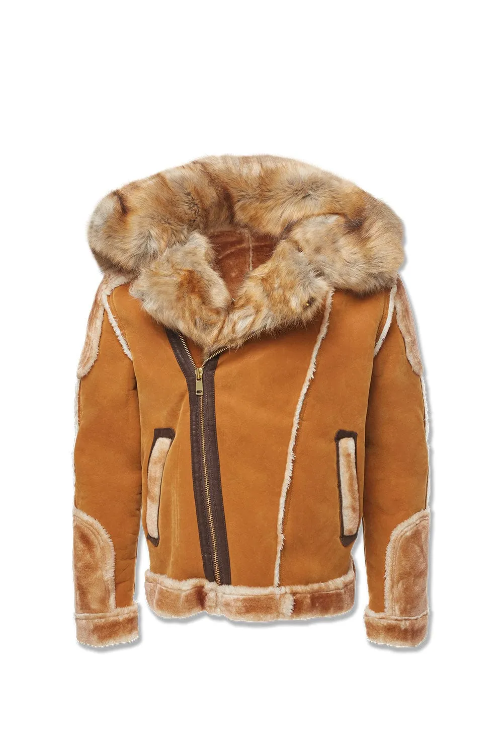 El Jefe Shearling Moto Jacket (Cognac)