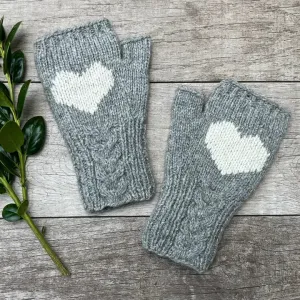 Ella Sussman - Alpaca Cable Fingerless Gloves (Grey)