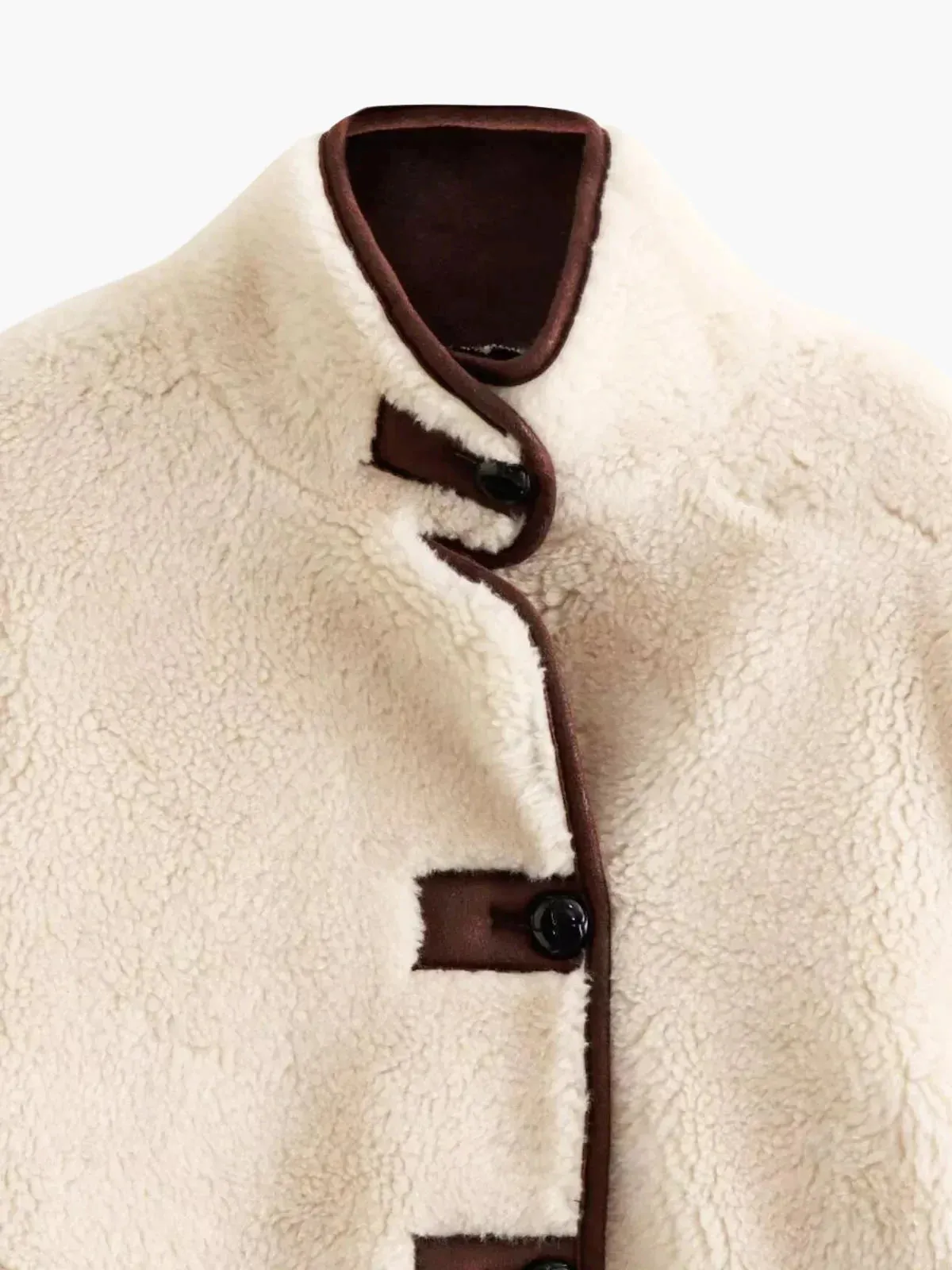 Faux Shearling Stand Collar Jacket