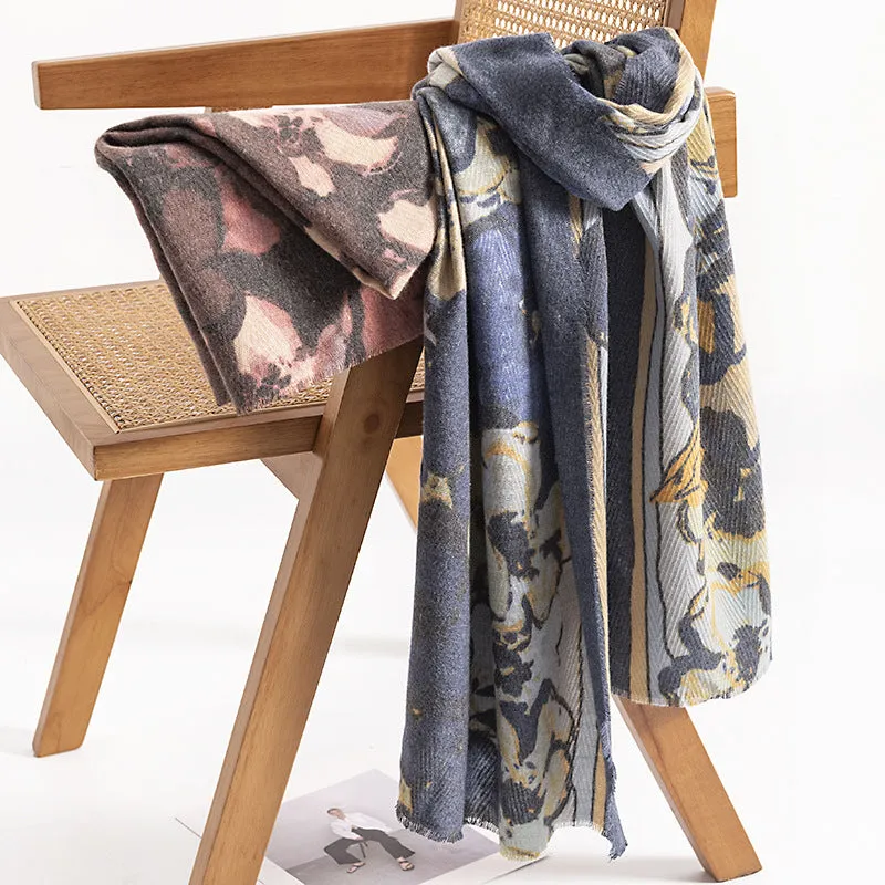 FH23-5363 flowers printed winter scarf