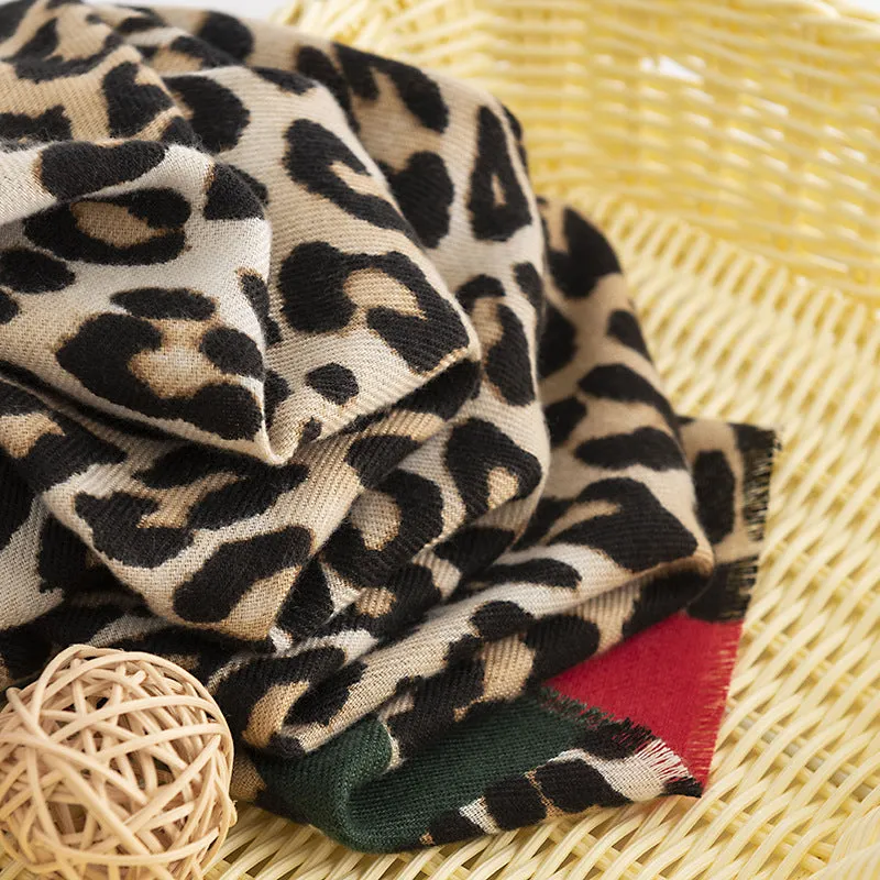 FH23-5399 Leopard print winter scarf