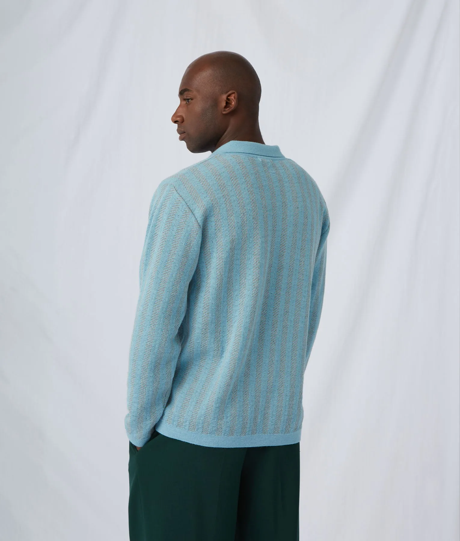 Flowing Ribs Polo Neck Men's Sweater