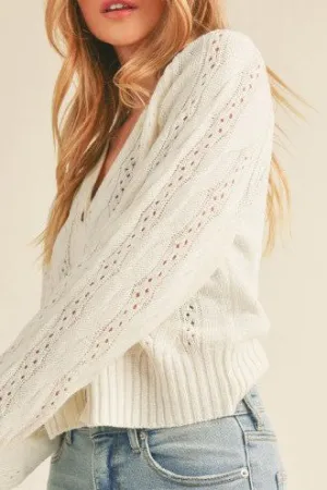 Front Button Cable Knit Cardigan