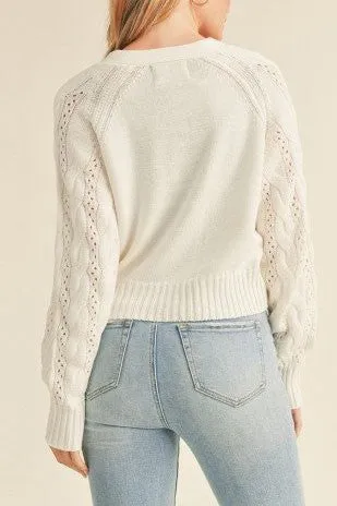 Front Button Cable Knit Cardigan