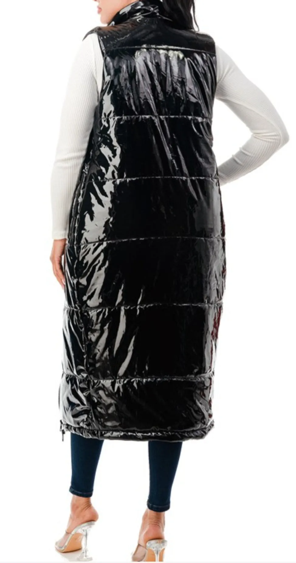 Glossy Long Body Puffer Vest