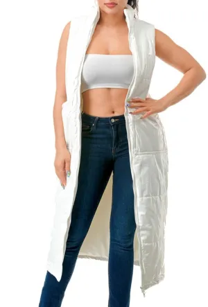 Glossy Long Body Puffer Vest