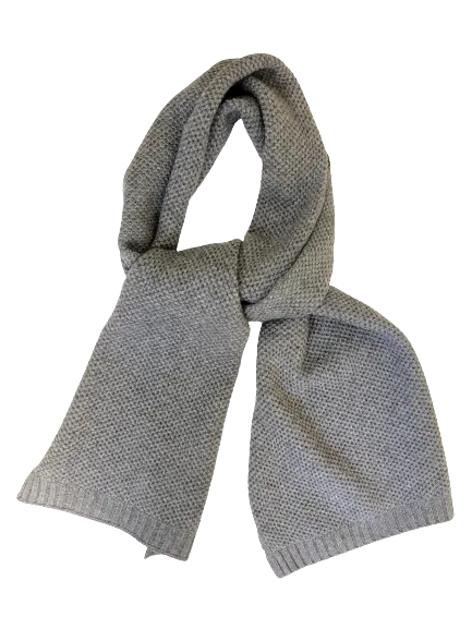 Heavy Seed stitch knitted Cashmere Scarf Milkyway Grey