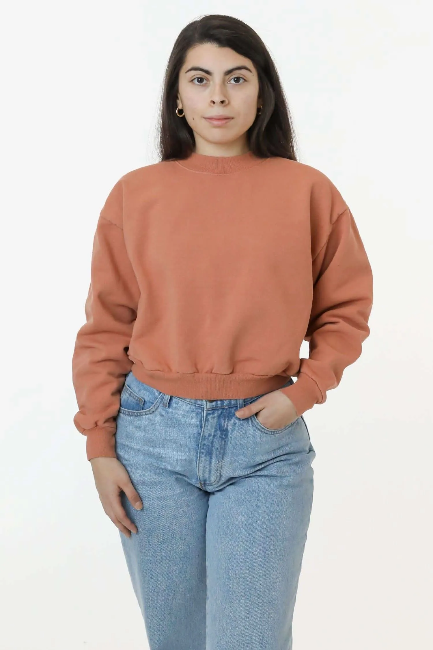 HF06 - Heavy Fleece Cropped Mock Neck Pullover (Garment Dye)