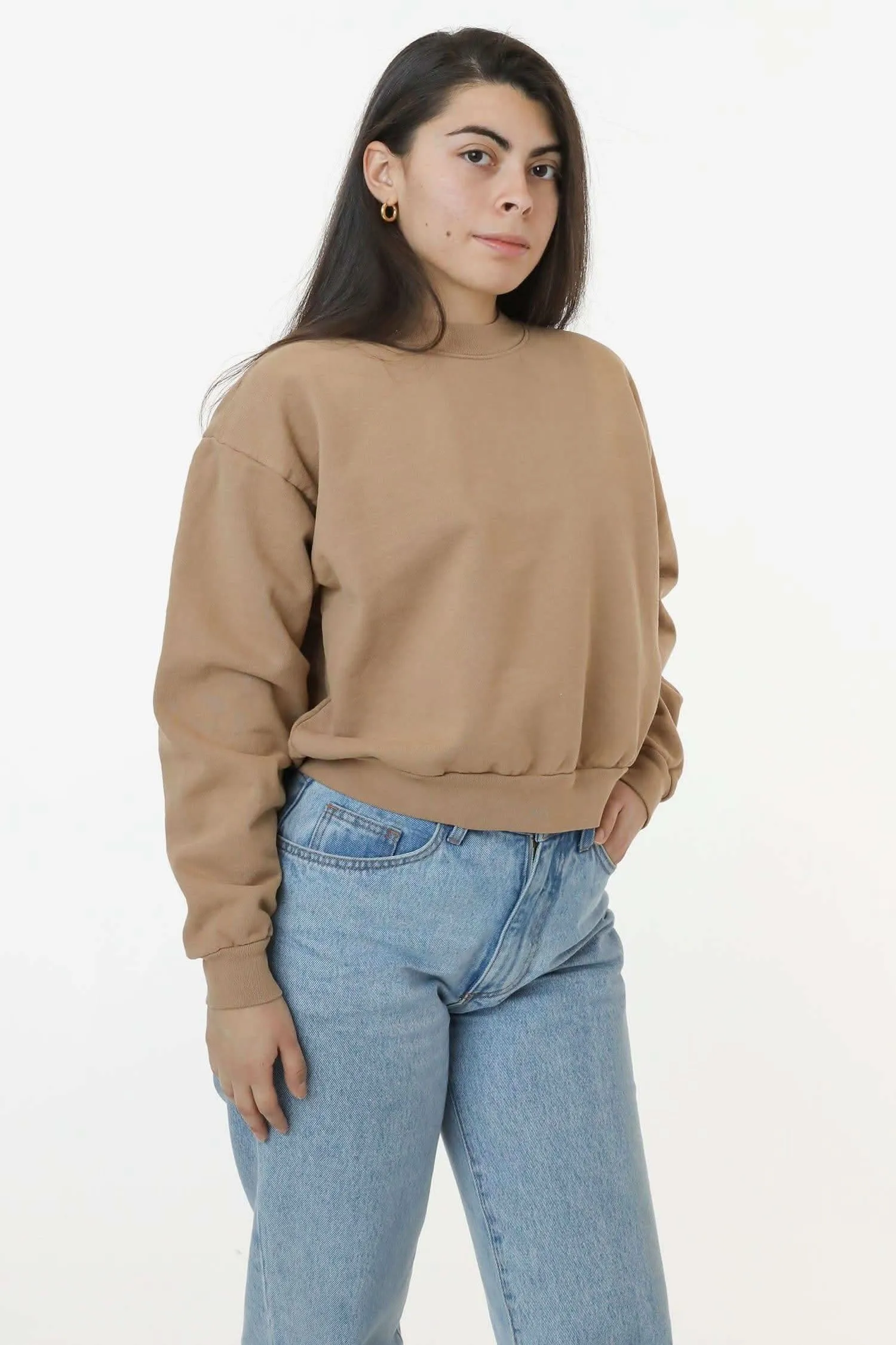 HF06 - Heavy Fleece Cropped Mock Neck Pullover (Garment Dye)