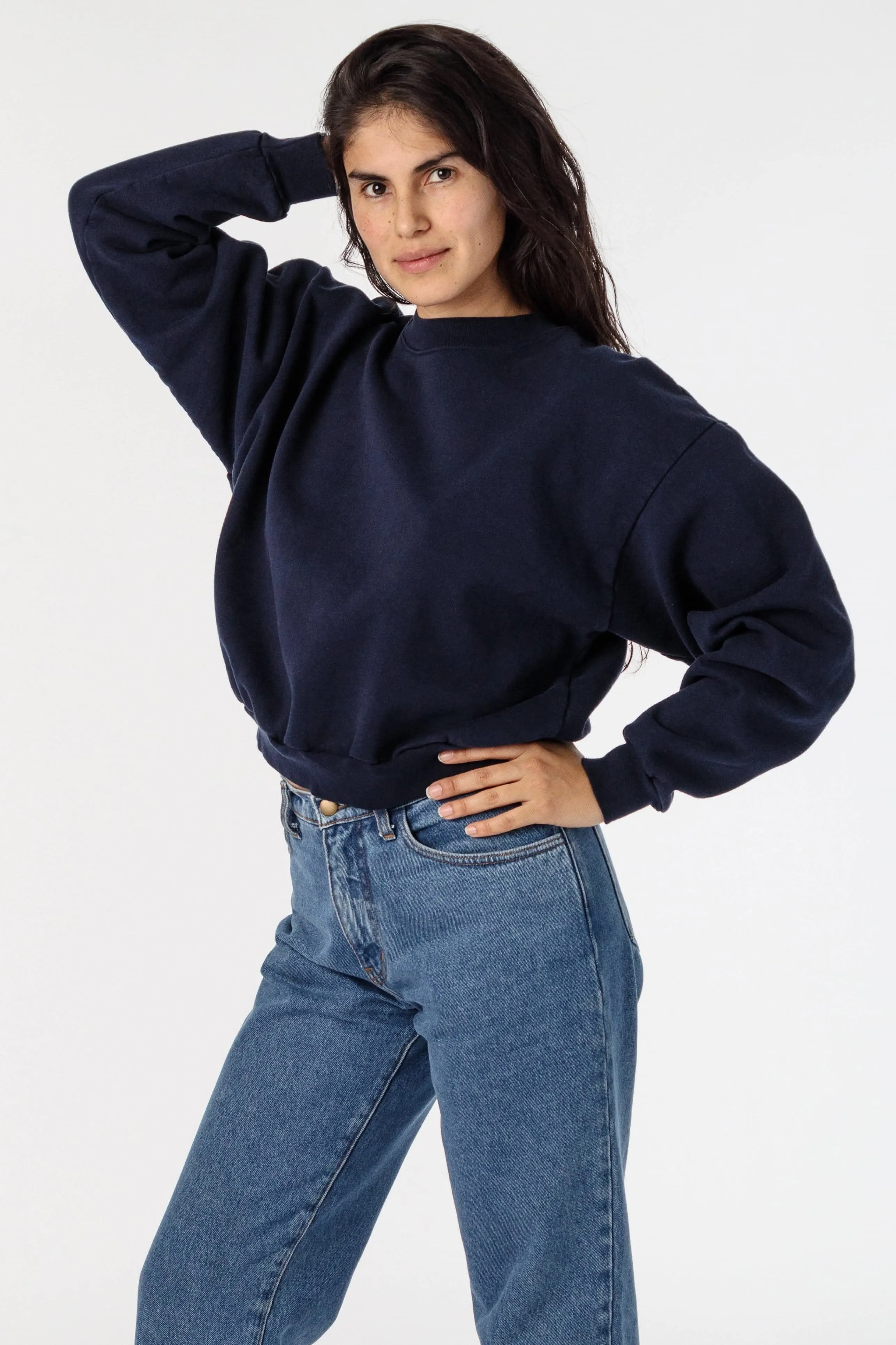 HF06 - Heavy Fleece Cropped Mock Neck Pullover (Garment Dye)