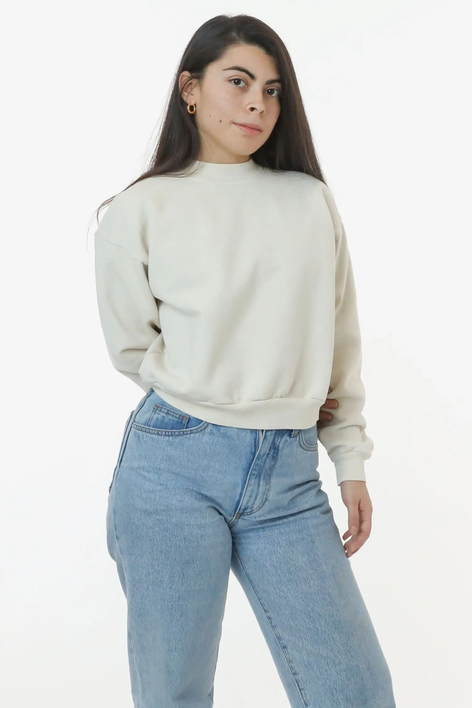 HF06 - Heavy Fleece Cropped Mock Neck Pullover (Garment Dye)