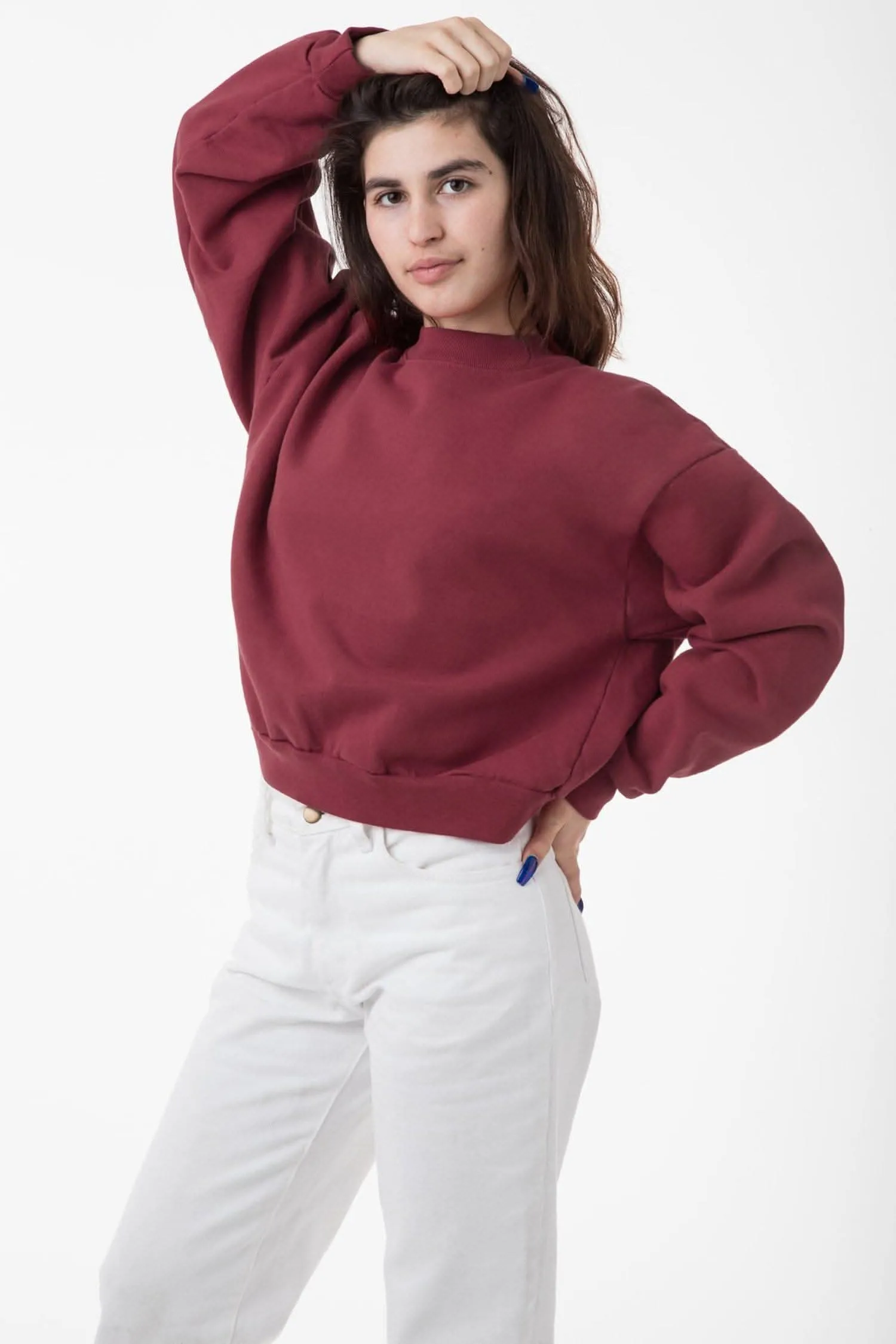 HF06 - Heavy Fleece Cropped Mock Neck Pullover (Garment Dye)