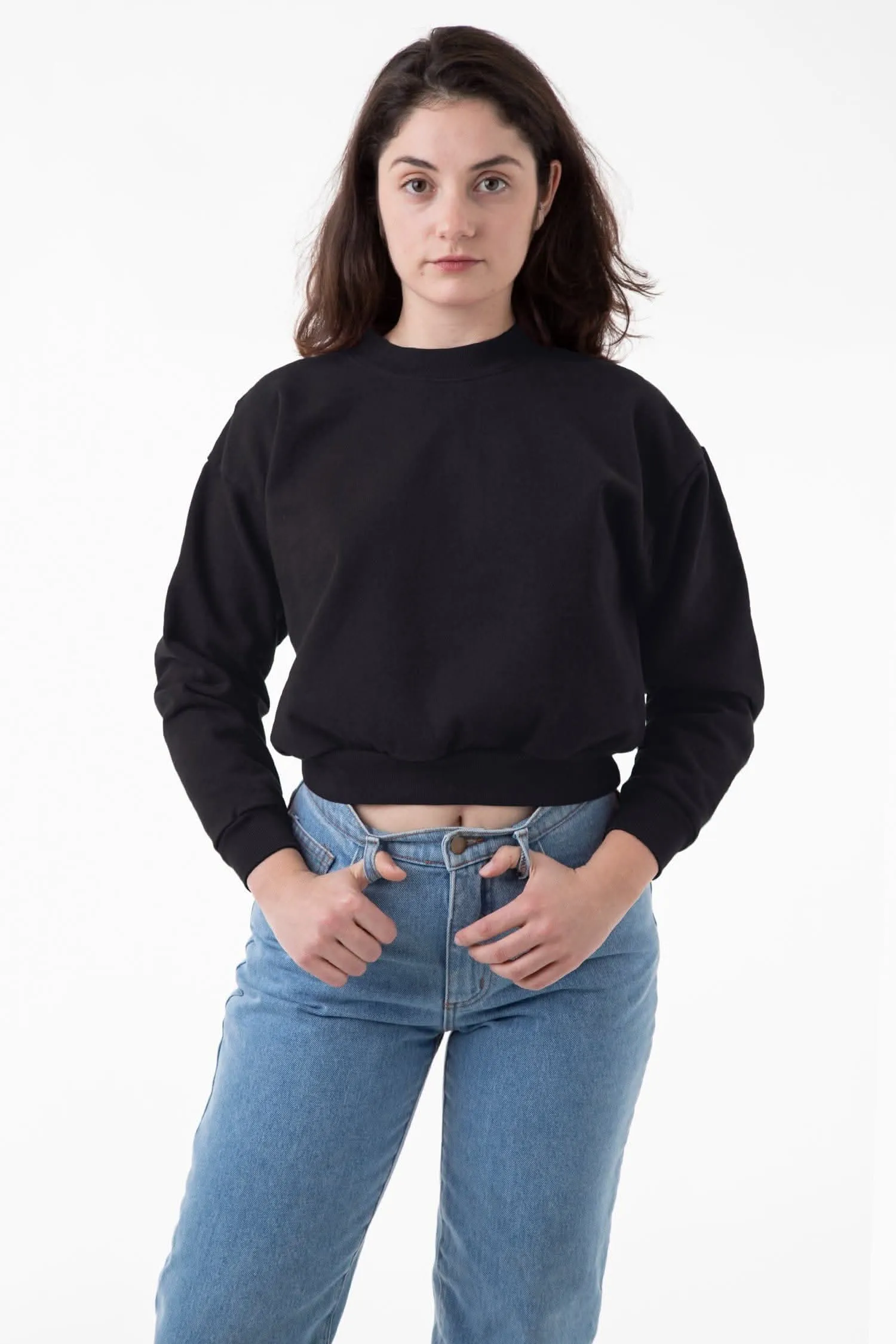 HF06 - Heavy Fleece Cropped Mock Neck Pullover (Garment Dye)