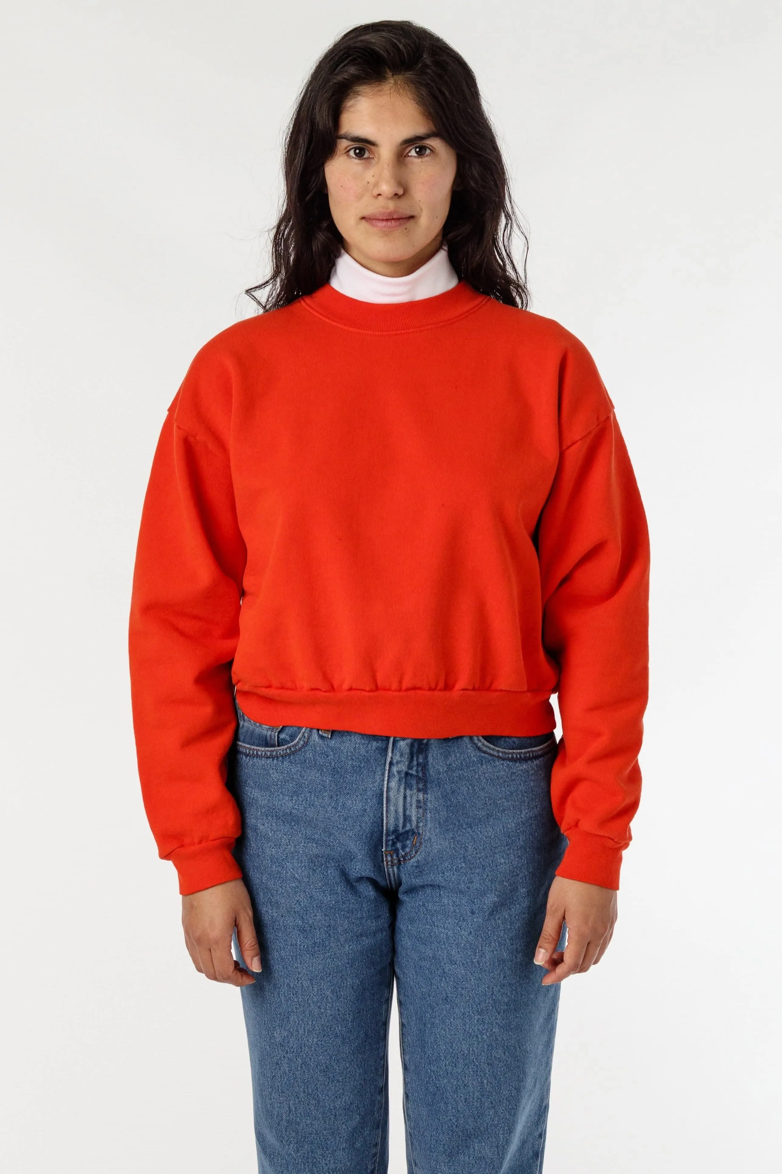 HF06 - Heavy Fleece Cropped Mock Neck Pullover (Garment Dye)