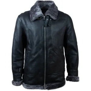 JEE2 Men's Shearling Jacket - Black/Silverback Fur