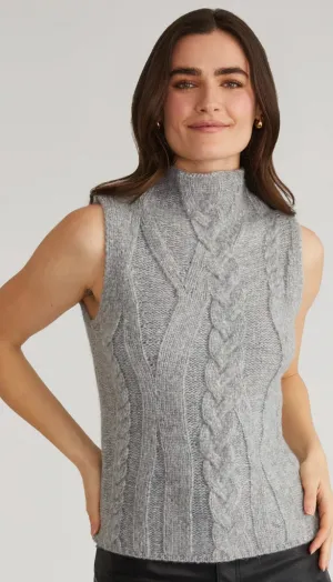 Kendall Funnel Neck Cable Tank Sweater