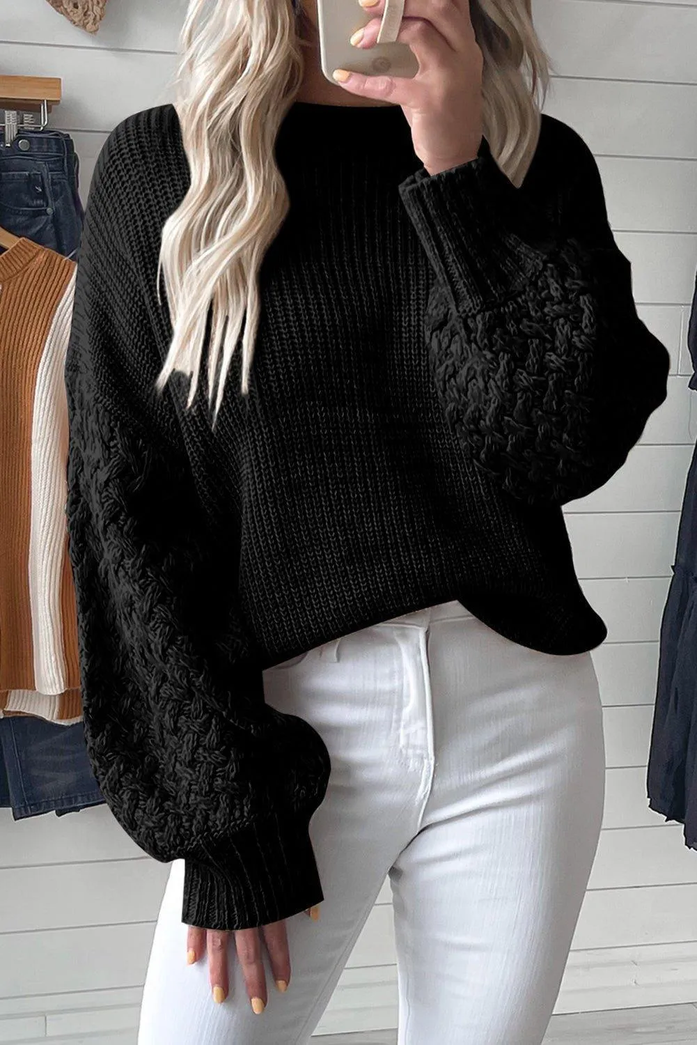 Kenzie Cable Knit Drop Shoulder Sweater