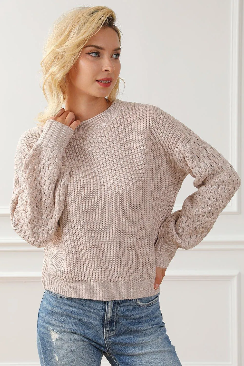 Kenzie Cable Knit Drop Shoulder Sweater