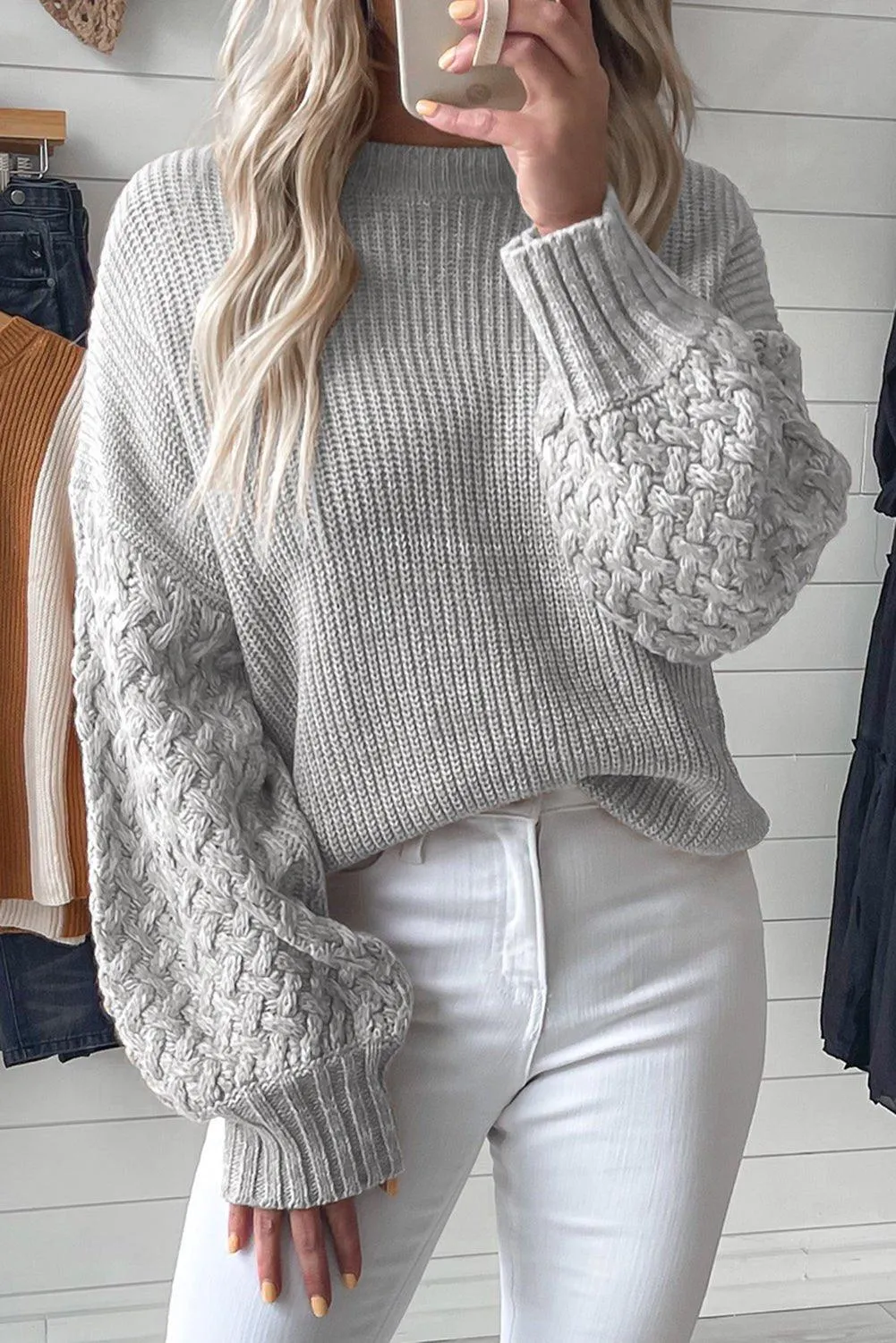 Kenzie Cable Knit Drop Shoulder Sweater