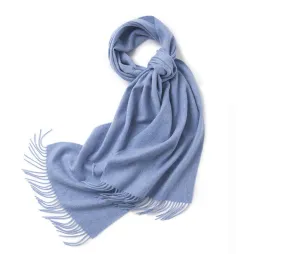 Lambswool Scarf Woven Plain Light Blue