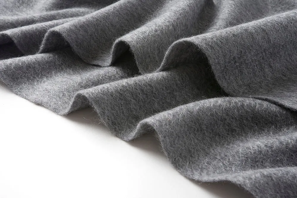 Lambswool Scarf Woven Plain Mid Grey